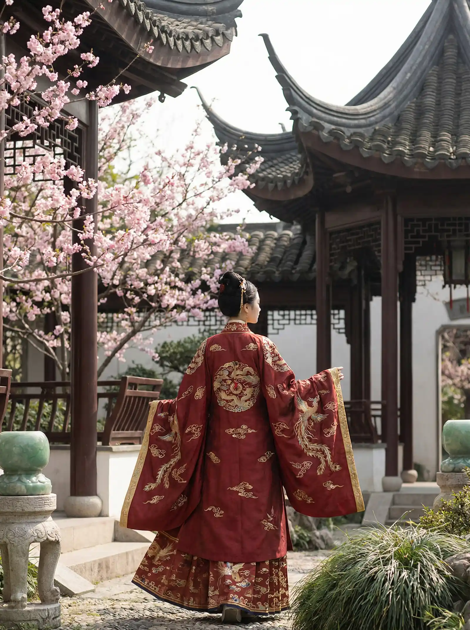 养父的花样年华的全部演员表 明制汉服红色凤凰刺绣